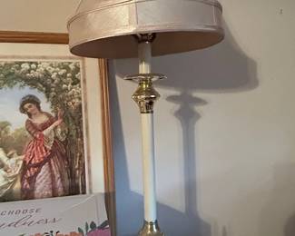 Vintage Brass Candlestick pair  Table Lamps