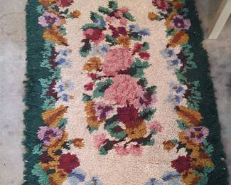 Vintage Hand Hooked Floral Rug