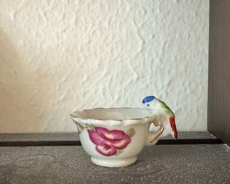 Vintage Porcelain Bird-Handle Miniature Teacup