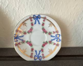 Crown Staffordshire Blue Bows and Pink Roses Miniature Saucer
