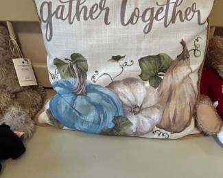 Gather Together Blue Pumpkin Throw Pillow