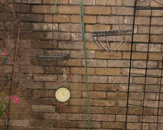 Decorative Garden Shepherd's Hook with Butterfly Motif and Two Hanging Baskets