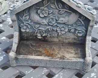 Cast Stone Wall-Mounted Bird Feeder with Rose and Bird Motif