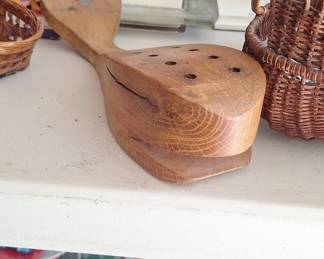 Vintage Carved Wooden Whale Strainer
