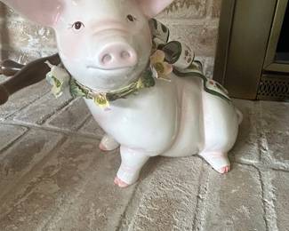 Pig Figurine with Floral Garland