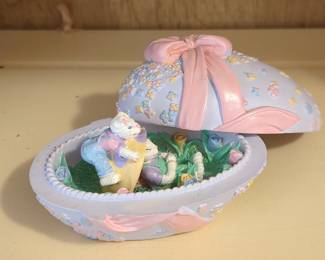 Easter Egg Trinket Box with Rabbits