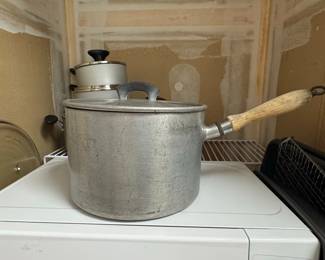 Vintage Wear-Ever Aluminum Saucepan with Wood Handle