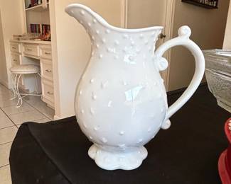 I. Godinger & Co. White Hobnail Porcelain Pitcher