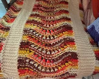 Hand-Crocheted Ripple Pattern Afghan