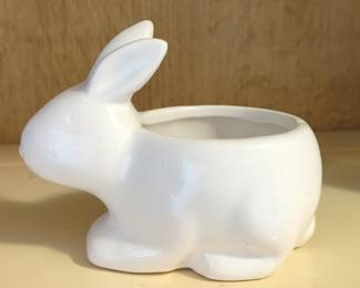 White Ceramic Rabbit Planter