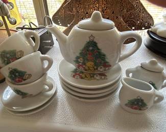 Vintage Christmas Teddy Bear Porcelain Tea Set