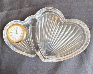 Vintage Crystal Heart Double Dish with Quartz Clock - Royal Limited