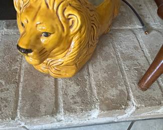 Vintage Ceramic Lion Planter, likely McCoy or similar mid-century pottery