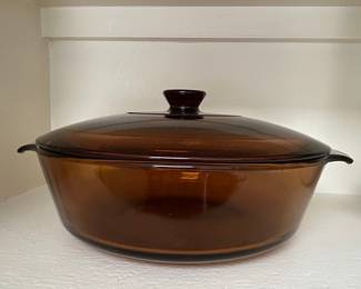 Anchor Hocking Fire King Amber Glass Casserole Dish with Lid