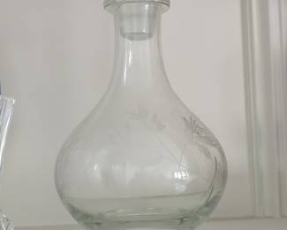 Vintage Etched Floral Glass Decanter