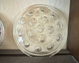 Vintage 16-Hole Clear Glass Flower Frog