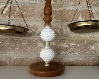Vintage Hobnail Milk Glass Balance Scale with Eagle Finial