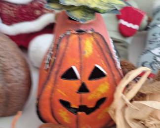 Vintage Tin Jack-O'-Lantern Candle Holder