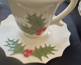 Vintage Lenox Holiday Holly Berry Cup and Saucer