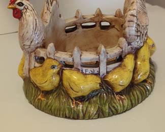 Ceramic Hen and Chicks Planter