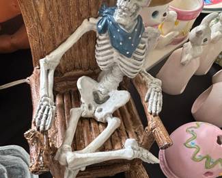 Skeleton Cowboy in Rocking Chair Figurine