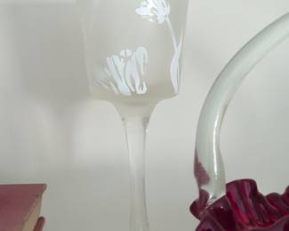 Vintage Cerve Frosted Pink Iris Wine Glasses