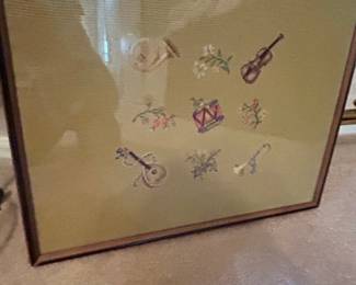 Vintage Musical Motif Petit Point Embroidery