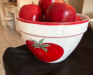 Large Ceramic Tomato Pattern Mixing Bowl