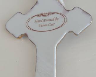 Hand-Painted Porcelain Cross Ornament