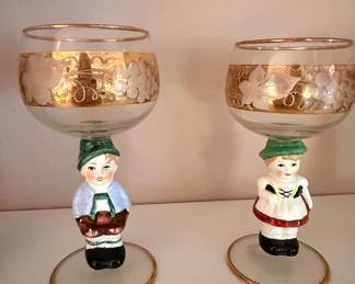 Vintage Goebel Hummel Figural Stemware Set