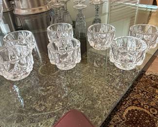 Vintage Cut Crystal Individual Salt Cellars - Starburst and Geometric Pattern