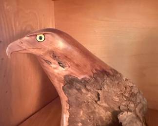 Hand-Carved Cedar Eagle Sculpture