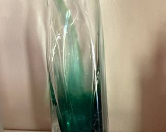 Mid-Century Modern Controlled Bubble Art Glass Vase - Murano Style