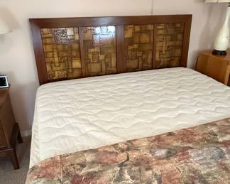 Lane Pueblo Brutalist Mid Century Walnut Queen Headboard
