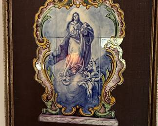 Spanish Majolica Tile Panel of the Immaculate Conception