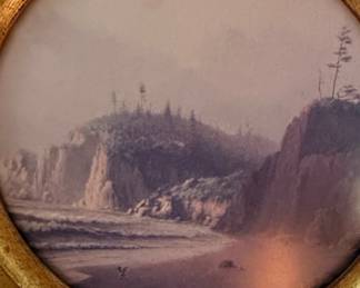 Vintage Toned Coastal Landscape in Diamond Frame