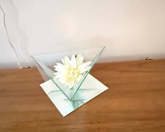 Mid-Century Modern Geometric Glass and Mirrored Sculpture