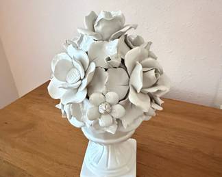 Capodimonte Style Porcelain Floral Urn Centerpiece