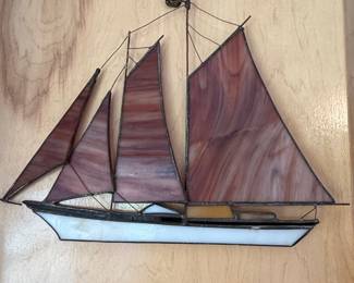 Stained Glass Schooner Suncatcher