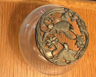 Vintage Rawcliffe Pewter Hummingbird Glass Potpourri Jar