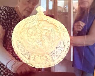Carved Mother-of-Pearl Saint George and the Dragon Plaque