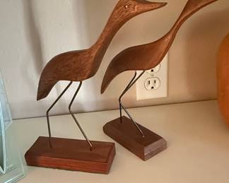 Mid-Century Modern Teak Crane/Heron Sculptures