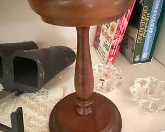 Vintage Turned Wood Pedestal Bowl or Candle Stand