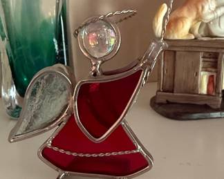 Stained Glass Standing Angel with Star Ornament