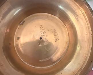 Vintage Etched Brass Pedestal Bowl India