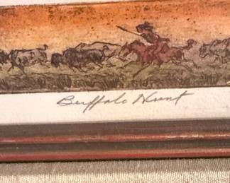 M. Lehmann 'Buffalo Hunt' Etching - Artist Proof