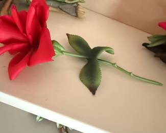 Capodimonte Porcelain Red Rose Sculpture