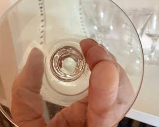 Vintage Clear Glass Wine Goblets with Ball Stem