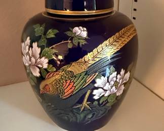 Shirakabe China Cobalt Pheasant Ginger Jar
