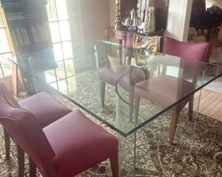 Leon Rosen Style Glass Dining Table